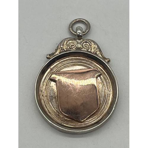 2 silver & rose gold hallmarked fob medals, & 1 silver hallmarked fob ...