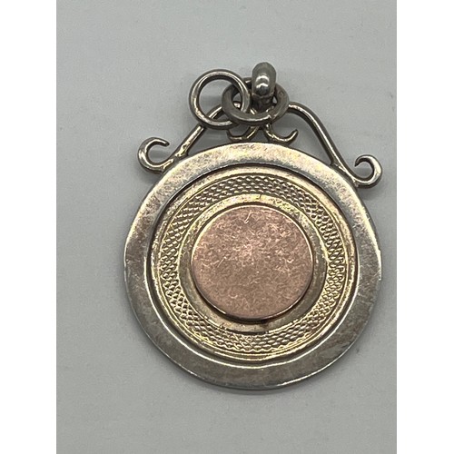 2 silver & rose gold hallmarked fob medals, & 1 silver hallmarked fob ...