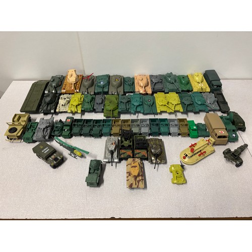 Large collection of plastic military tanks and cars along with matchbox ...