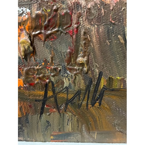 68 - Original framed signed oil on canvas of nautical scene at sunset, 28x22