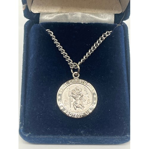 71 - Sterling silver St.Christopher pendant necklace.
