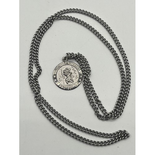 71 - Sterling silver St.Christopher pendant necklace.