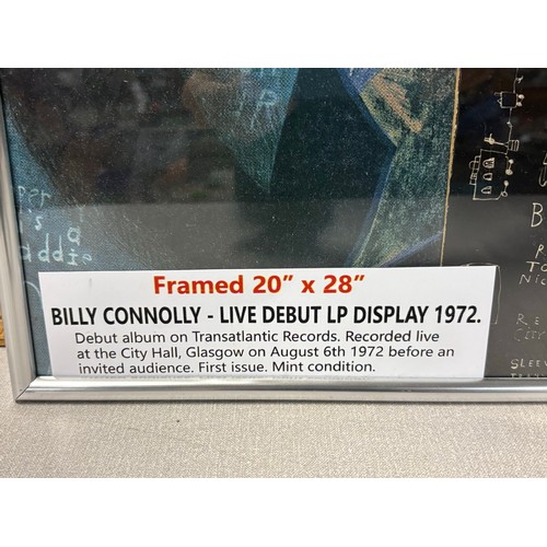 87 - Framed Billy Connelly poster along with debut album 20x28