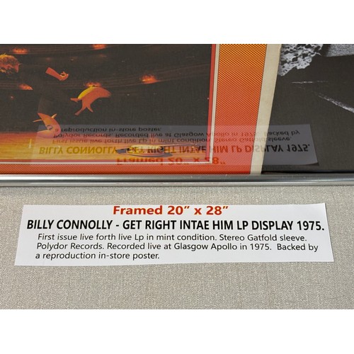 116 - Framed Billy Connelly poster along with Gate fold sleeve album 20x28