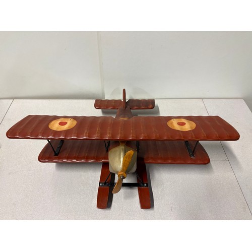 108 - Large, vintage wooden model of WW1 biplane. Wing span 24