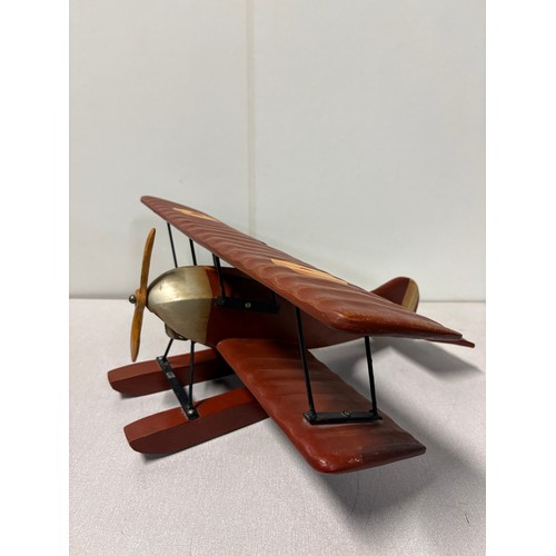 108 - Large, vintage wooden model of WW1 biplane. Wing span 24