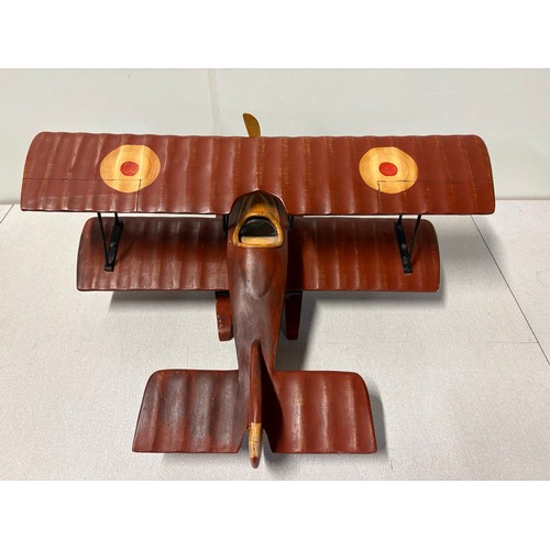 108 - Large, vintage wooden model of WW1 biplane. Wing span 24