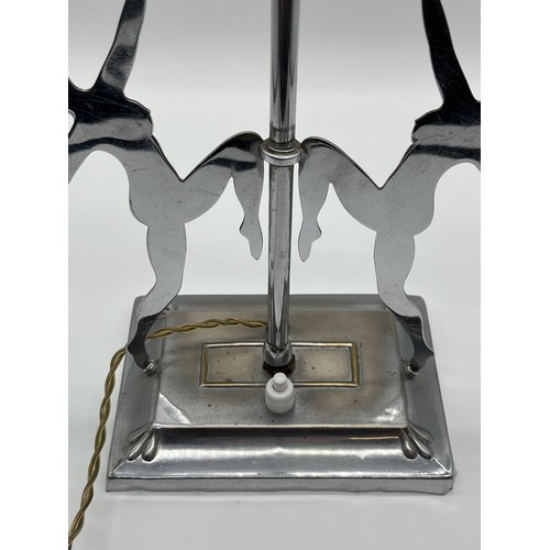 81 - British Art Deco double figure table lamp from the 1930's featuring two dancing female silhouettes m... 