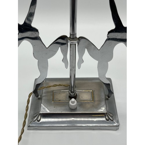 81 - British Art Deco double figure table lamp from the 1930's featuring two dancing female silhouettes m... 