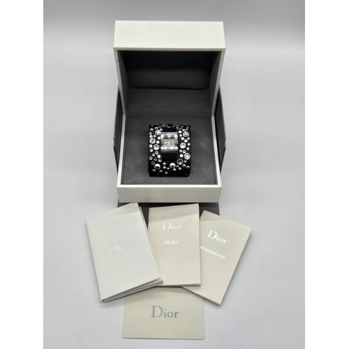 83 - Vintage Dior sparkle 'Malice' watch with Dior watch box, authenticity card etc.