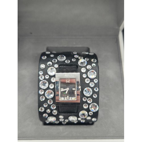 83 - Vintage Dior sparkle 'Malice' watch with Dior watch box, authenticity card etc.