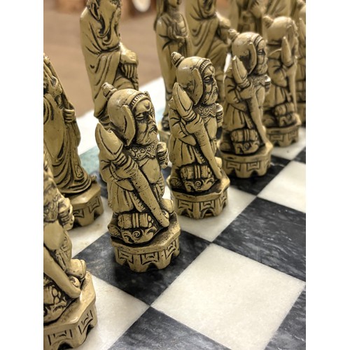 117 - A Berkeley mandarin ornamental chess set with marble board , tallest piece 5