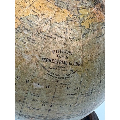 123 - Antique Philips 6 inch Terrestrial globe on wooden base circa 1920/30s.