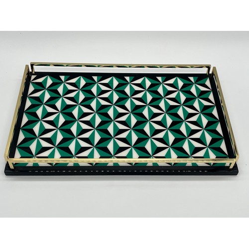 155 - Johnathan Adler X H&M Home collection serving tray in geometric print along with 2 x Jonathan Adler ... 