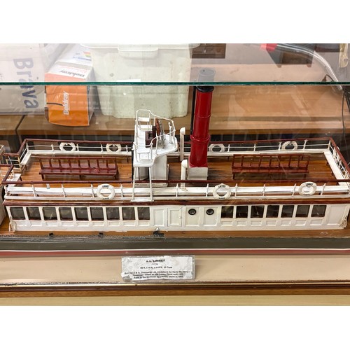 134 - A large hand built model of the historic passenger vessel s.s linnet built for david mcbrain , sank ... 