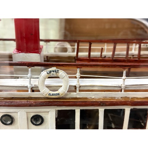134 - A large hand built model of the historic passenger vessel s.s linnet built for david mcbrain , sank ... 