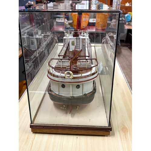 134 - A large hand built model of the historic passenger vessel s.s linnet built for david mcbrain , sank ... 