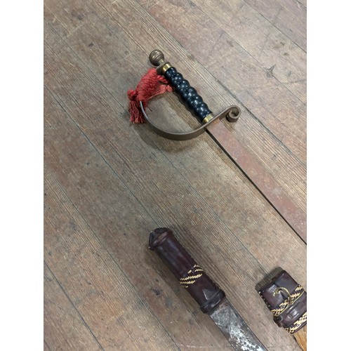 136 - African tribal knife with leather and animal hair sheath 24