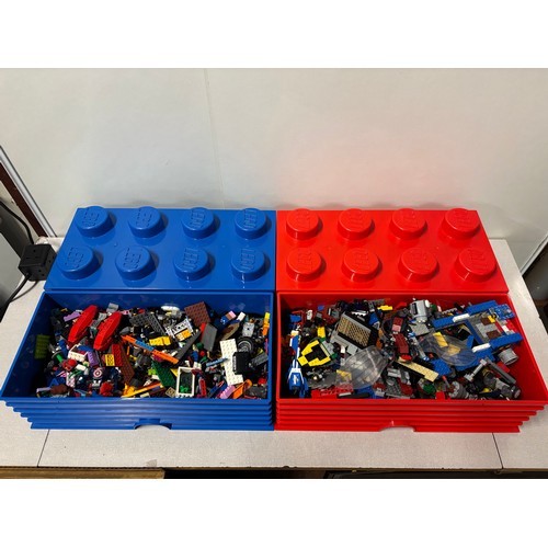2 Lego boxes full of vintage loose Lego bricks.