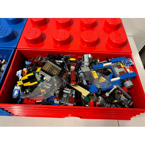 2 Lego boxes full of vintage loose Lego bricks.