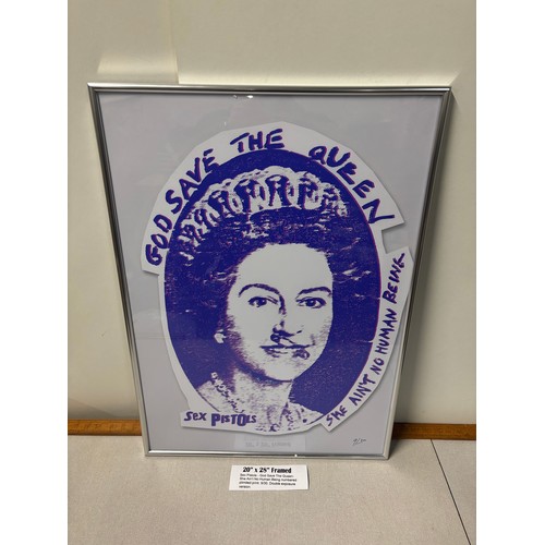 75D - Framed Sex Pistols God save the Queen She aint no human being numbered limited print 9/30 double exp... 