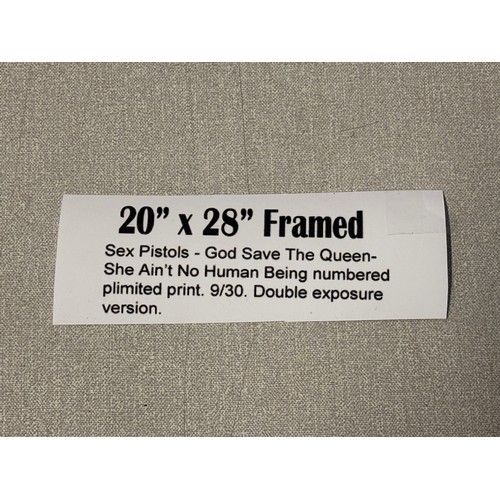 75D - Framed Sex Pistols God save the Queen She aint no human being numbered limited print 9/30 double exp... 