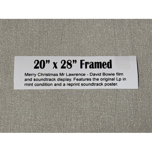 100A - Framed Merry Christmas Mr Lawrence David Bowie film and soundtrack display. Features the original LP... 