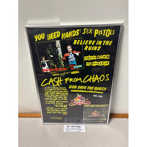 92 - Framed Sex Pistols the great rock n roll swindle cash from chaos display 1979. Features and original... 