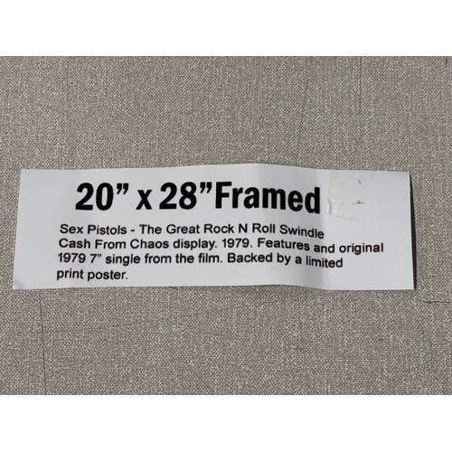 92 - Framed Sex Pistols the great rock n roll swindle cash from chaos display 1979. Features and original... 