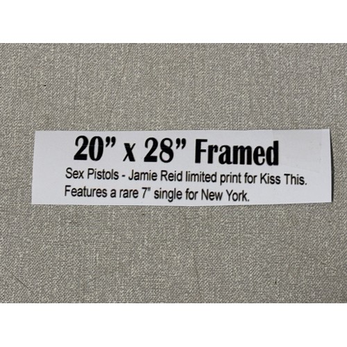 150C - Framed Sex Pistols Jamie Reid limited print for kiss this. Features a rare 7