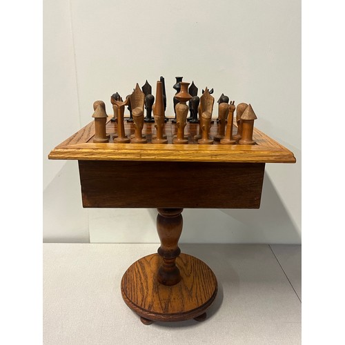 60 - Vintage hand crafted Makonde wooden chess set likely originating from Mozambique or Tanzania and tab... 