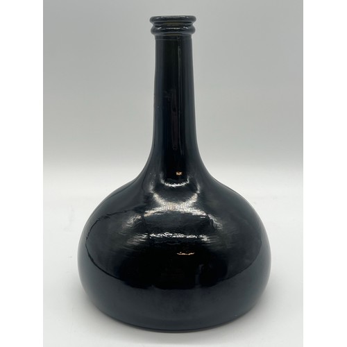 64 - Antique Dutch Wynand Fockink green glass onion-shaped gin bottle along with Amsterdam glass modern m... 