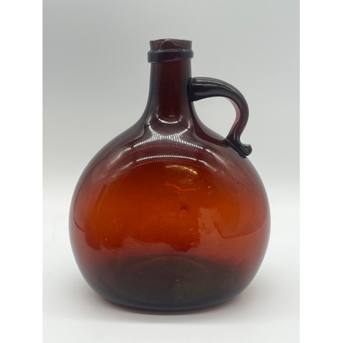 64 - Antique Dutch Wynand Fockink green glass onion-shaped gin bottle along with Amsterdam glass modern m... 