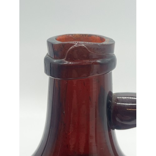 64 - Antique Dutch Wynand Fockink green glass onion-shaped gin bottle along with Amsterdam glass modern m... 