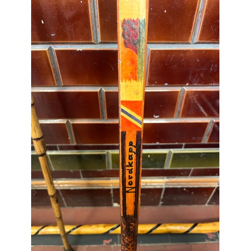 78 - 4 x vintage walking sticks to include antler and novelty face