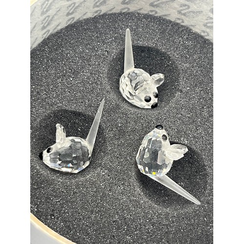 143 - 10 x boxed Swarovski crystal figures to include Miniature chicks, miniature mice and rooster etc. al... 