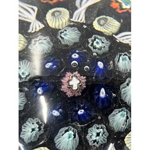 131 - Perthshire paperweight or possibly Paul Ysart featuring radial millefiori cane design with cross in ... 
