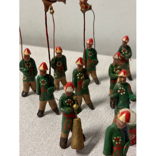 79 - A collection of 30 antique miniature Chinese clay & wire figures of a wedding procession