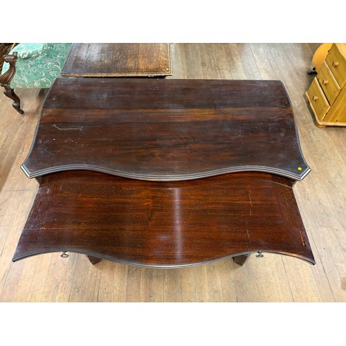 159 - Vintage Wylie & Lochhead 4 drawer serpentine front chest of drawers with drop handles & pull out top... 