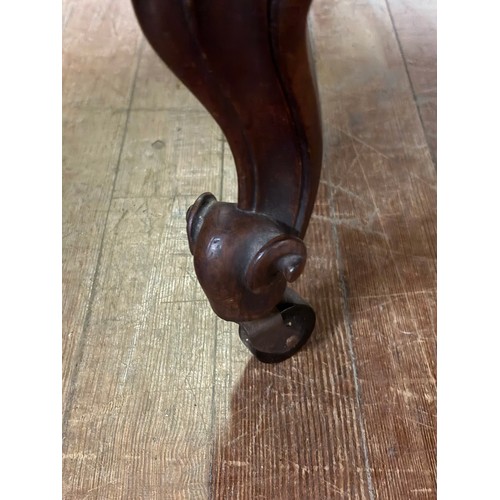 241 - A 19th century French louis XV style armchair with walnut detailing & decorative fabric upholstery