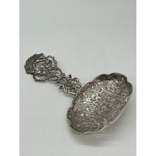 27 - Antique Dutch silver Bonbon spoon with intricate openwork, 6