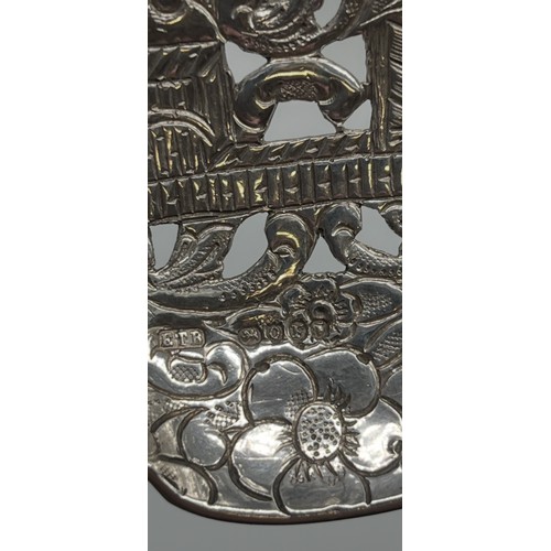 27 - Antique Dutch silver Bonbon spoon with intricate openwork, 6