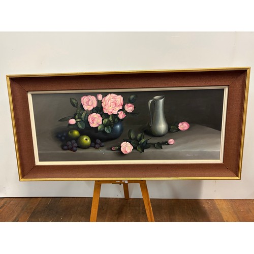 57 - A large signed framed oil on canvas still life painting by Scottish artist George Leslie Reekie 1911... 