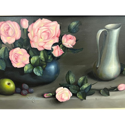 57 - A large signed framed oil on canvas still life painting by Scottish artist George Leslie Reekie 1911... 