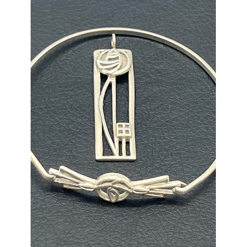 21 - Collection of sterling silver Rennie Macintosh style jewellery to include bangle, earrings and penda... 