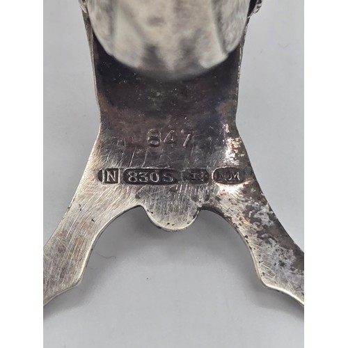 15 - A Norwegian novelty silver cruet set,
by Magnus Aase, marked Sterling, comprising a pepperette and s... 