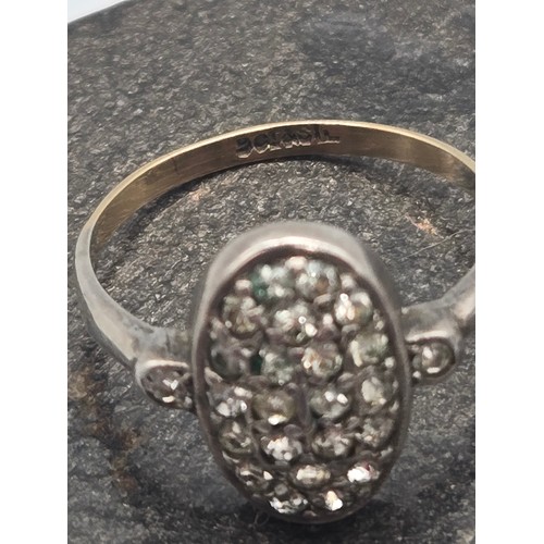 25 - Vintage 9ct & silver cluster ring along with silver graduating heart ring.