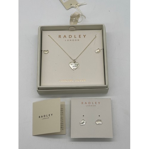 30 - A Radley, London sterling silver Scottie dog pendant necklace along with 2 x pairs similar earrings ... 