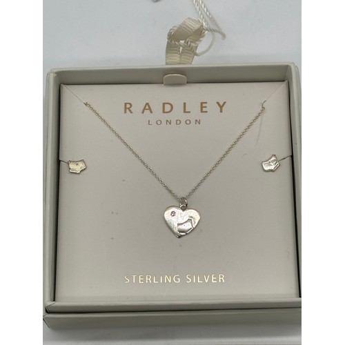 30 - A Radley, London sterling silver Scottie dog pendant necklace along with 2 x pairs similar earrings ... 