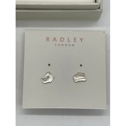 30 - A Radley, London sterling silver Scottie dog pendant necklace along with 2 x pairs similar earrings ... 